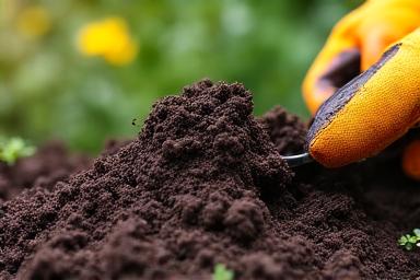 Rich, dark compost for gardening